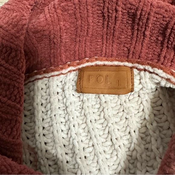 POL Chunky Cowl Neck Boxy Sweater Color Block Cream Rust Gray Women L oversize - Picture 5 of 8